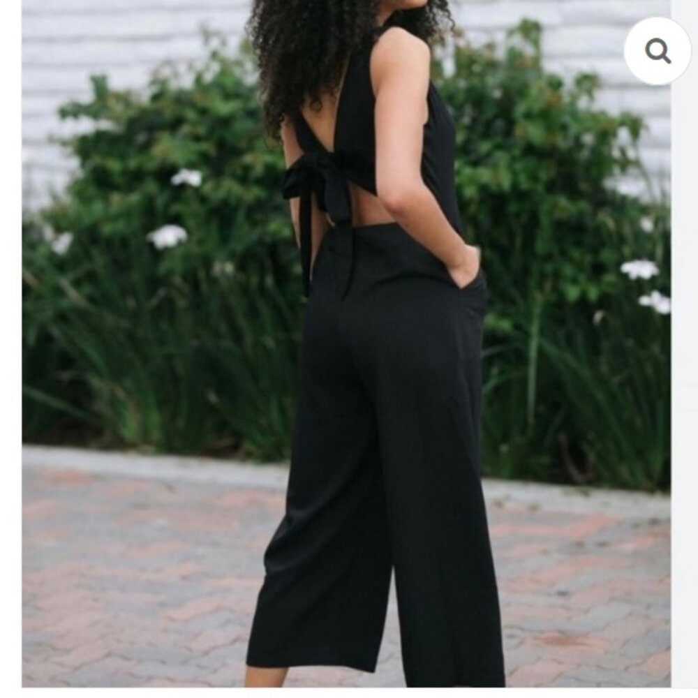 MOD REF Paige Black Tie Back Sleeveless Wide Leg Jumpsuit